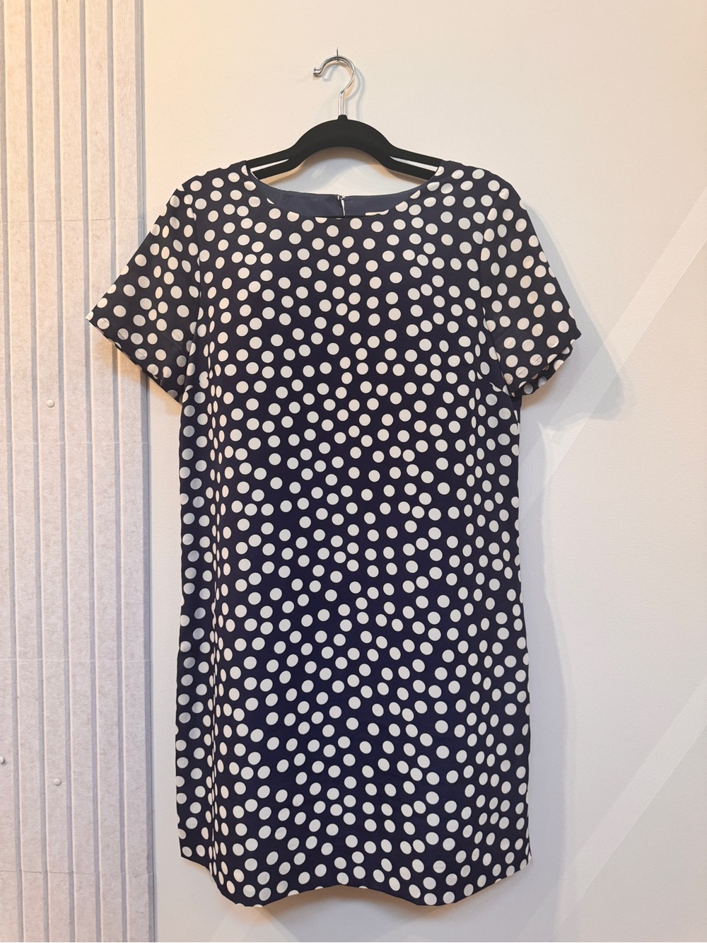 J. Crew Navy and White Polka Dot Mini Dress
